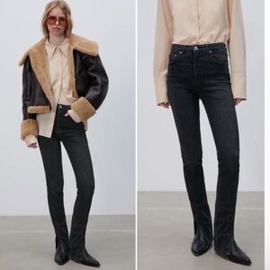 Zara The Skinny Split Hem High-Rise Slim Fit Jeans